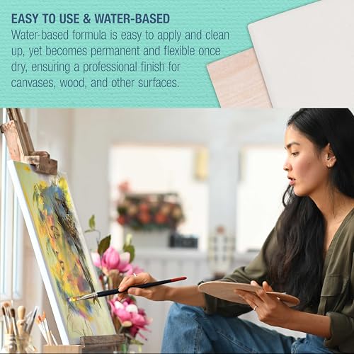 U.S. Art Supply White Gesso Primer 16.9oz (500ml) for Oil & Acrylic Paint | Superior Coverage, Canvas Prep, Mixable White Gesso Paint Artists - color: White