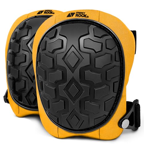 Professional Knee Pads for Work Construction with Heavy Duty Cap Foam Padding Gel Cushion Knee Pads for Men, Comfortable Adjustable Strong Strap, Military Grade Rivet for Flooring Gardening, Yellow - color: Yellow