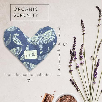 Stillnus Weighted Heart Eye Pillow with Organic Lavender & Flaxseed – Relaxation Gift for Women, Meditation Tool, Mindful Rest, Cooling Eye Mask, Wellness Self-Care Kit - style: Moth Study
