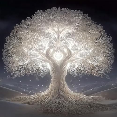 MXJSUA Glowing Flower Tree Diamond Art Painting Kits for Adults, Full Drill 5D Round Dots Diamonds Paint Picture for Beginners, Gem Art Painting Craft Kits for Home Decor Gift 12x12 inch - color: Glowing Flower Tree