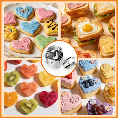 Heart Cookie Cutters, 5 Piece Biscuit Cutters with Handle | Professional Stainless Steel Baking Essential Tools for Valentine's Day, Sandwiches and Heart-Shaped Cookies - size: 5 Sizes Heart Cutters With Handle
