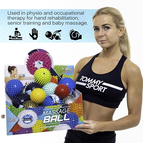 GERARDO'S Spiky Massage Ball Set: Includes 1 Large 10 cm + 3 Small 7 cm Balls - for Deep Tissue Back, Foot, Leg, Hand Muscle Massages - Self Therapy Use Specific - Transport/Store in Linen Bag
