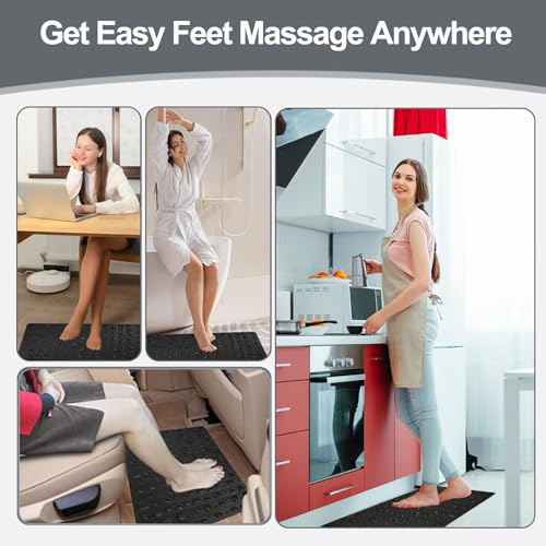 Portable Feet Acupressure Mat, Foldable Foot Massager Mat, Pressure Point Massage Pad, Anti Fatigue Office Standing Desk Stand Up Pad, Relieve Foot Pain(27.6"x16.7") - color: Black - Large