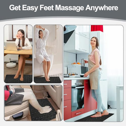 Portable Feet Acupressure Mat, Foldable Foot Massager Mat, Pressure Point Massage Pad, Anti Fatigue Office Standing Desk Stand Up Pad, Relieve Foot Pain(27.6"x16.7") - color: Black - Large