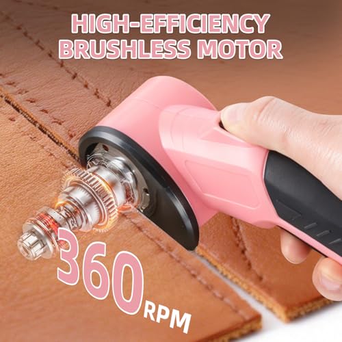 Cordless Electric Scissors, 4.2V 2000mAh Mini Rechargeable Cardboard Rotary Cutter, Effortless Cutting with LED Light & Safety Lock 2 Blades Box Cutter for Fabric Carpet Carton Plastic Leather Cloth
