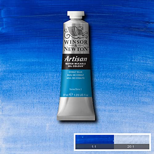 Winsor & Newton Artisan Water Mixable Oil Paint, 37ml, Cobalt Blue | Clean with water; no solvents needed. Color depth, lightfastness, opacity/transparency are the same as traditional oils. - color: Cobalt Blue, style: 1.25-oz