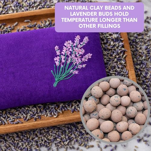 Weighted Clay Beads and Lavender Buds Eye Pillow Mask, Microwavable Heated or Cold Compress for Dry Eyes & Puffiness, Reusable Migraine Relief Mask with Washable Cotton Cover