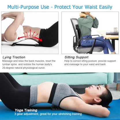 HONGJING Back Stretcher, Back Cracker for Back Pain Relief | Lumbar Traction Spine Deck with Acupressure Massage, Great for Herniated Disc, Sciatica, Scoliosis - color: Blue
