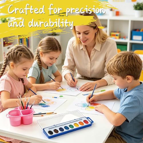 24 Pack Water Colors Paint Set for Kids, Washable Non-Toxic Watercolor Paints with Brushes – Water Color Set for Classroom, Parties & Art Activities