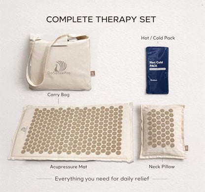 Acupressure Mat and Pillow Set, Coconut Fiber, 29-Inch, Natural | Linen Acupressure Mat And Pillow With Coconut-Fiber Filling Deliver Firmer Pressure For Back, Neck, Muscle Recovery And Sleep - color: Natural Linen Beige
