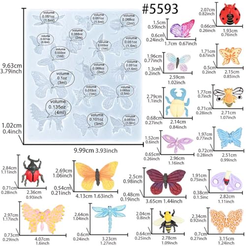 Butterfly and Insects Mold Silicone for Fondant, Air Dry Clay, Resin Crafts - color: Insects #5593