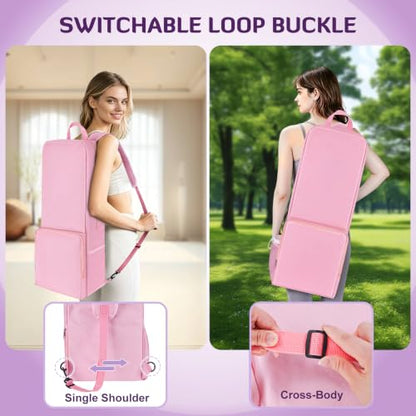 INFANZIA Yoga Mat Carrier Bag,30L Waterproof Tote with Shoulder Strap - color: Pink
