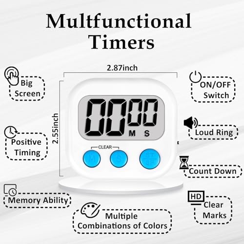 ZILLEEN Digital Kitchen Classroom Timers for Kids Cooking 6pcs MulticolorA
