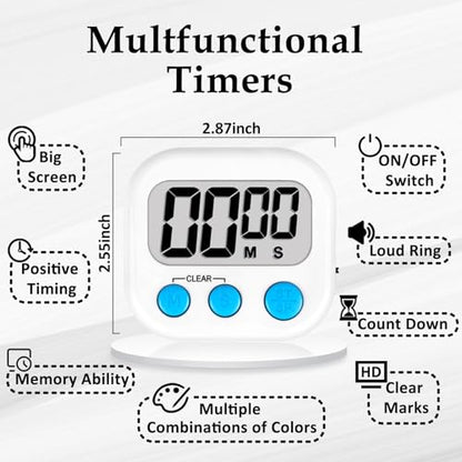 ZILLEEN Digital Kitchen Classroom Timers for Kids Cooking 6pcs MulticolorA