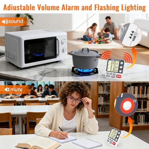 Digital Dual Kitchen Timer, Multiple Channels Countdown Timer - color: White