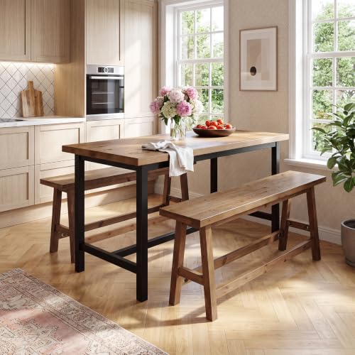 55" Solid Wood Counter Height Bar Bench, Bench for Island Table