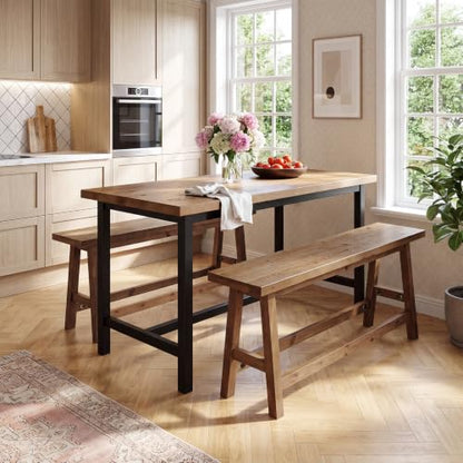 55" Solid Wood Counter Height Bar Bench, Bench for Island Table