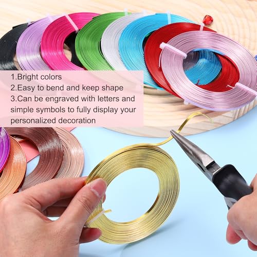 MECCANIXITY Aluminum Flat Wire, 3mm 18 Gauge Bendable Nose Wire Soft Craft Jewelry Wire for Jewelry Making Handmade Crafts DIY Bezel Sculpting, Golden - color: Golden