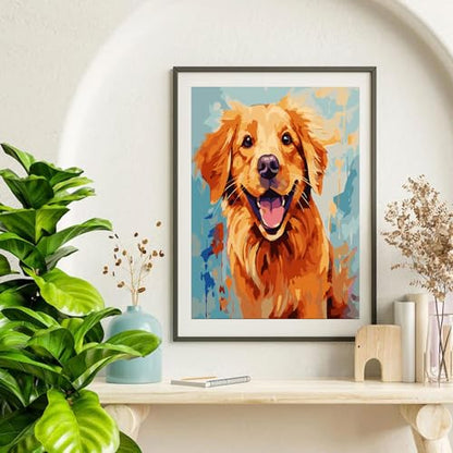 TOCARE Golden Retriever Paint by Numbers Kit for Adults, Dog Paint by Number Canvas for Adults Beginner Puppy Animal 16x20inch - color: Dog