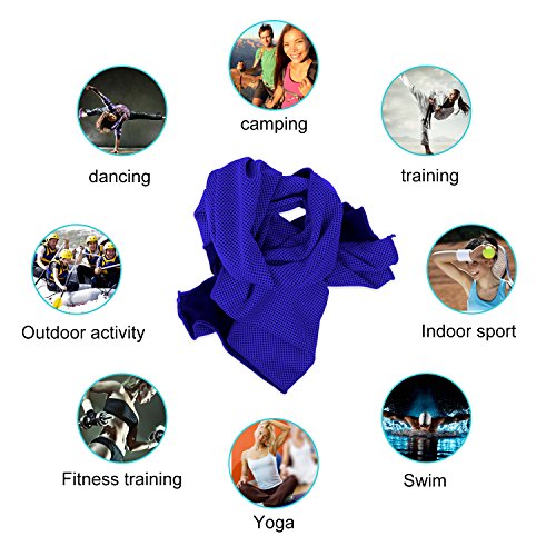 Cooling Towel (Pack of 20, 40"x12") with Pouches for Sports - color: 10grey10darkblue