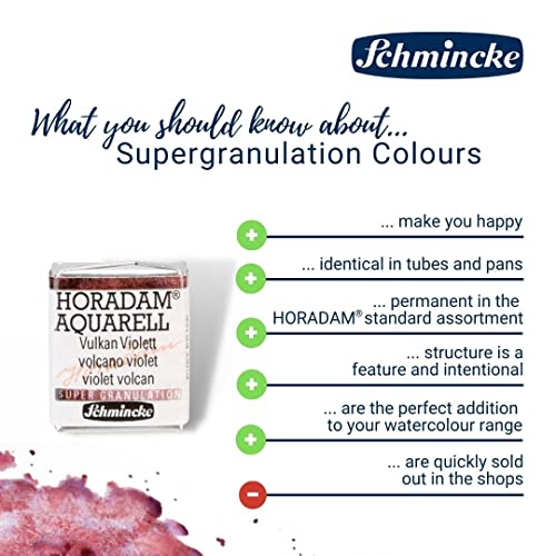 Schmincke - HORADAM® AQUARELL, Super Granulation, 14 971 044 Galaxy Pink, 1/2 Pans, Very Strong granulating Colors, Finest, Super granulating Watercolors - color: 971 galaxy pink