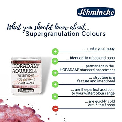 Schmincke - HORADAM® AQUARELL, Super Granulation, 14 915 044 Volcano Brown, 1/2 Pans, Very Strong granulating Colors, Finest, Super-granulating Watercolors - color: 915 volcano brown