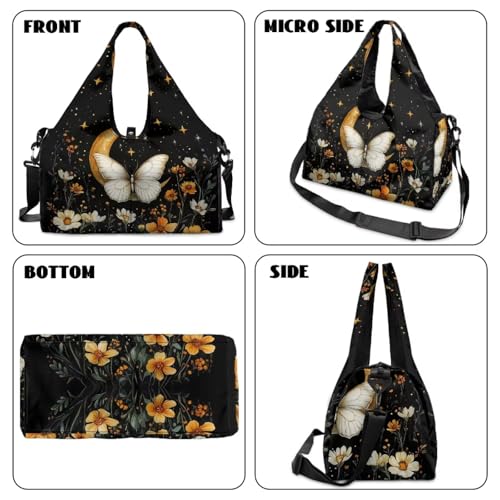 Yoga Mat Bag for Men Women Canvas Yoga Mat Carrier Take In Out Mat Easily for Beach Swim Bags Pool Sports Gym - color: Butterfly Print