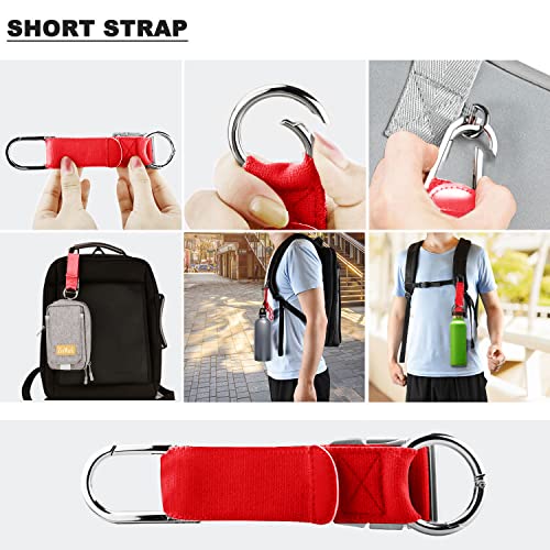ZINZ Elastic Jacket Gripper Travel Strap with D-Ring Hooks and Buckle, Suitcase Straps Belts Travel Accessories, Makes Your Hands Free - color: Red