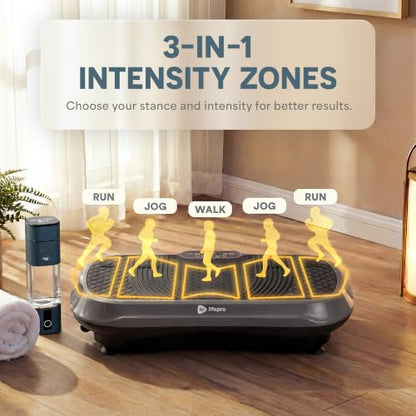 Lifepro Waver Vibration Plate Exercise Machine with 99 Speeds & 10 Presets | Resistance Bands, Non-Slip Surface, 330 lbs Capacity — Vibration Plate for Lymphatic Drainage, Body Toning, Full-Body Workout - color: Gray