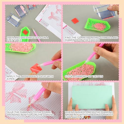 Yeaqee 4 Pcs Pink Bow Diamond Art Kits for Adult DIY Coquette Gem Painting Kit DIY Jewel Diamond Art for Beginners Cute Pink Ribbon Disco 8 Ball Room Decor 5d Craft Wall Decor for Home 10 x 11.8'' - style: Coquette