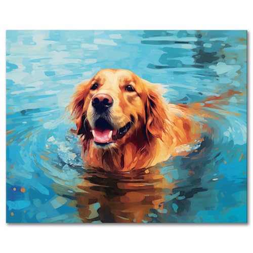 TUMOVO Paint by Number for Adults on Canvas Puppy and Dog DIY Kit Animal | 16x20 Inch Canvas Kit with Acrylic Paints and 3 Brushes, Stress-relief Painting Kit for A Calming Hobby.