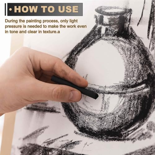MECCANIXITY Willow Charcoal Sticks, 7-9 x 135mm Willow Charcoal Pencils Soft Sketch Vine Art Supplies Set for Drawing Sketching Shading Painting Artists Beginners (Black, Pack of 6) - size: 7-9 x 135mm