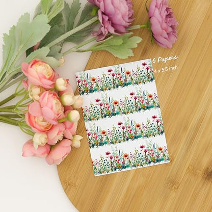 GOTO CLAY TOOLS Clay Transfer Paper, Wildflower Border Water Soluble Transfer Sheet for Polymer Clay, Bright Colors Even After Baking, No Cracking, 4 x 5.5 inches, 6 Pcs | TPUS-797 - color: TPUS-797