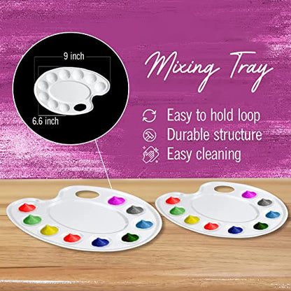 Kids Painting Set, Washable Paint for Toddlers 10 Colors, Art Gift Bundle | Includes 10 Tempera Paints (2 oz Each), 7 Paintbrushes, Paint Palette, Art Smock, Features Non-Toxic, Low-Odor