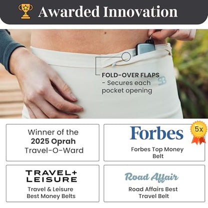StashBandz Running Belt Money Belt 4-Pocket Phone Holder - color: Black, size: Small