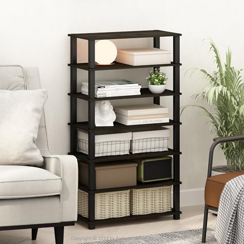 Furinno Turn-N-Tube Storage Shelves Set of 2, 4-Tier Stackable Standing Shelf, Open Corner Shelf, for Organization and Storage, Living Room, Garage, Home Office, Espresso - color: Espresso, size: 4-Tier (Set of 2)