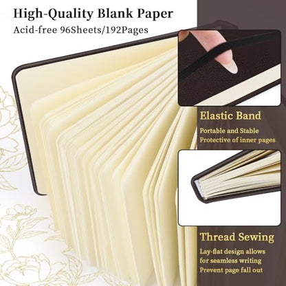 5x5 Pocket Sketch Book,80gsm Hardcover Art Sketchbook for Drawing Journal | PU Cover,Blank Paper,96Sheets/192Pages,Lay-Flat,Portable Travel Creation Paint Diary Memo Planner,Dry Media.Dark Brown - color: PU Cover-5x5in-Dark Brown