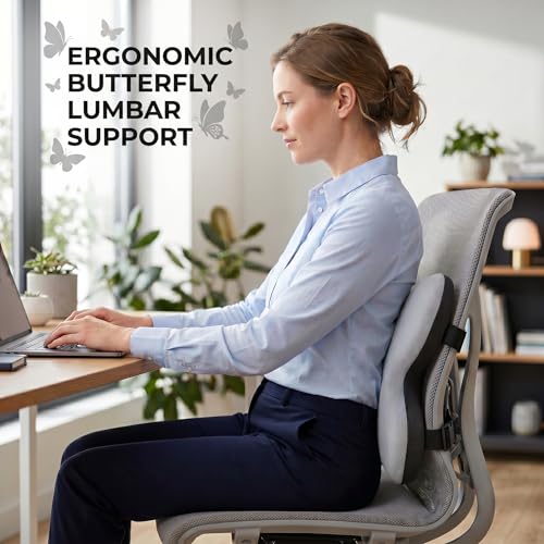 Butterfly Lumbar Support Pillow for Car and Chair, Gray - color: Gray-1