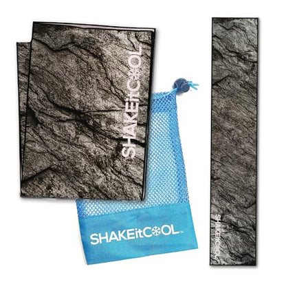 SHAKEitCOOL Original Cooling Towel – Be Cool in Style - Heat Relief, Soft, Lightweight, Sun Protection, Easy Clean - Perfect for Biking, Running, Yoga, Gym, Gardening - Granite - color: Granite