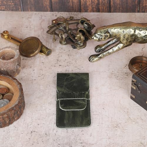 Leather Pen Case - Handmade Full Grain Fountain Pen Organizer - Multi Pen Holder Sleeve Green - color: Green