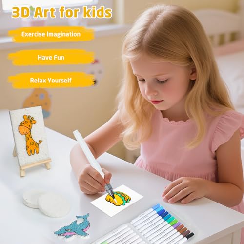Nardo Visgo 60 Pcs Magic Foam Texture Painting Kit, Including 22 Pcs 3D Foam Paper, 24 Colors Acrylic Paint Markers, Magic Puffy Paint, DIY Bubble Drawing Art Supplies Kit