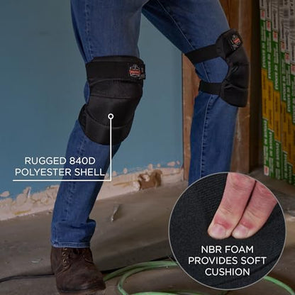 Ergodyne ProFlex 230HL Wide Soft Cap Knee Pad, Black - style: Hook & Loop Closure