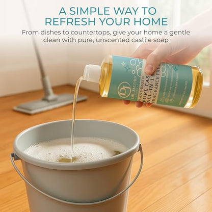 Dr. Jacobs Naturals Fragrance Free Castile All-in-One Cleaner and Soap - Plant-Based Formula for House Cleaning Floors and Appliances - Gentle on Skin and the Planet - 32 oz, 1 Pack - size: 32 Fl Oz (Pack of 1), style: Unscented