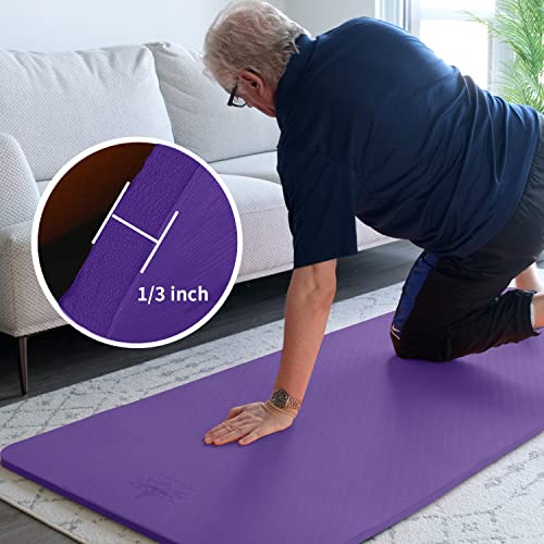 Hatha Yoga TPE Yoga Mat 72"x 27"x1/3" Non-slip Exercise Mat | Thick Eco-friendly Workout Mat for Home, Yoga, Pilates & Floor Workouts - color: purple