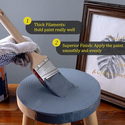 Mister Rui Paint Brush, 2.5 Inch Angled Synthetic Paint Brush for Walls | Sash Brush for Trim, Cabinets, Door, Ergonomic Long Handle, Smooth Finish for Oil & Latex Paint - size: 1PCS, 2.5" Angled