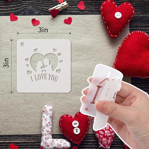 Augshy 56 Pack Valentine's Day Stencils, Reusable Craft Templates, 3 Inch | Plastic Valentine Stencils, for DIY Crafts Art Projects, Drawing Painting, Wall Floor Rock Decor Templates - style: Valentines