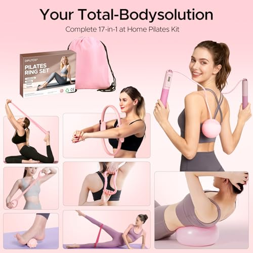 Pilates Ring Kit for Women, Pilates Equipment Accessories, Home Workout Set with Magic Circle, Mini Exercise Ball, Ankle Resistance Bands & Yoga Socks, for Fitness, Toning & Better Me Gifts - size: 14 Count(Pack of 1)