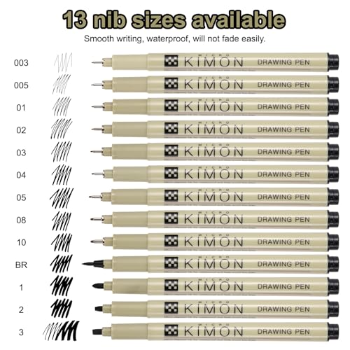 PATIKIL Fineliner Pens, 0.35mm Fine Points Drawing Pen Waterproof Inking Markers Liner Artist Watercolor Supplies Drawing Kit for Adult Sketching Journaling, Pack of 6 - style: 0.35mm Fine Points