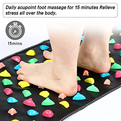 BBTO Foot Massage Mat Reflexology Walk Stone Road for Acupressure Foot Massage Acupoint Mat for Long Sitting Elderly Students and Office Workers(68.9 x 13.78 Inches) - size: 68.9 x 13.78 Inch