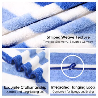 JML Bath Towels Set, 2 Pack, 30" x 60", Cabana Stripe Blue - color: Cabana Stripe Blue, size: 2 Pack (30 in x 60 in)